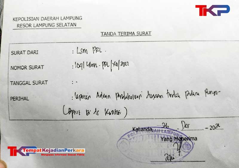 Foto Tanda Terima Surat | Sumber:Humas LSM PRL